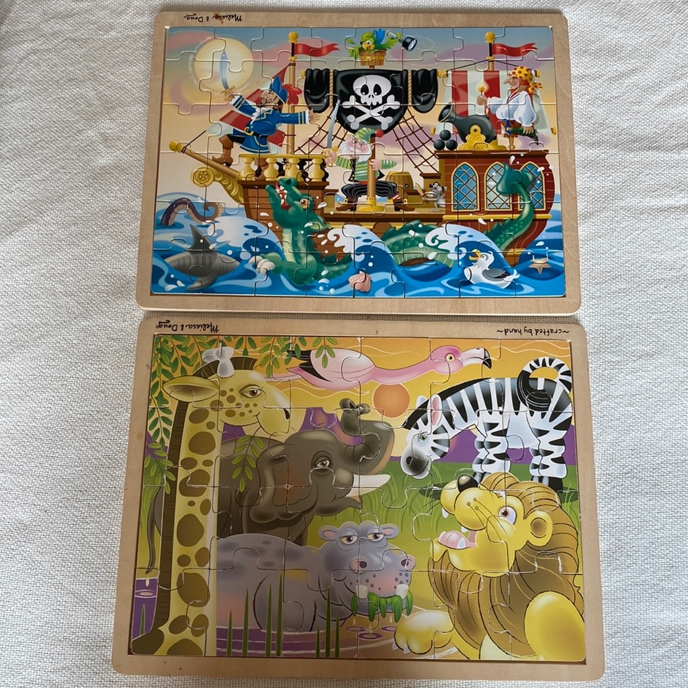 Melissa & Doug Wooden Puzzles Pirate Adventure African Plains Safari